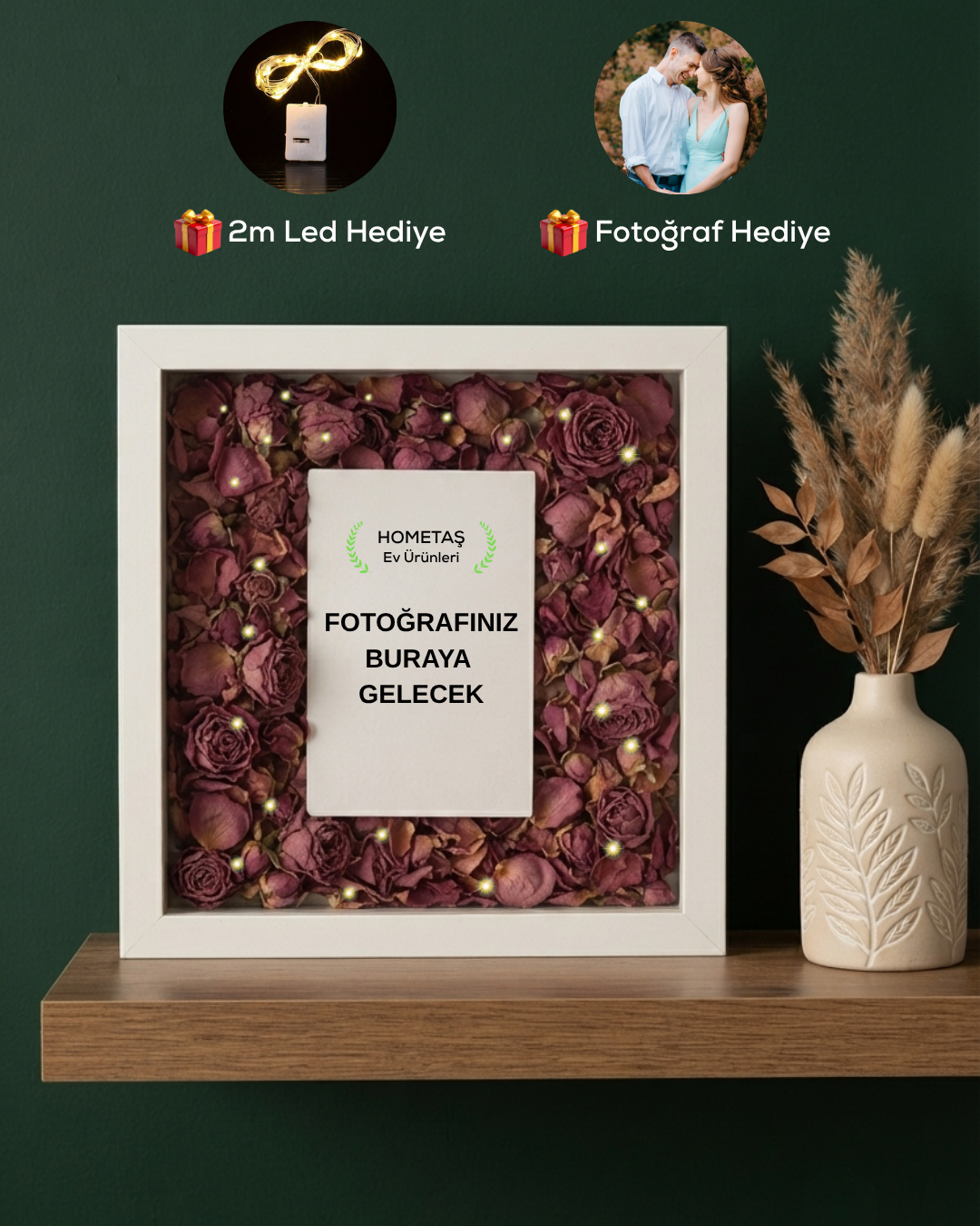 25X25 Fotoğraf Bölmeli Anı Çerçevesi Fotoğraf Hediyeli Beyaz