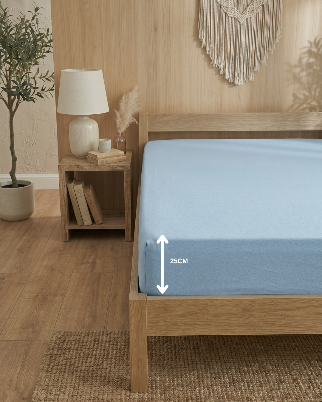 %100 Pamuklu Penye Lastikli Çarşaf Bebek Mavisi - Tek ve Çift Kişilik Yumuşak Dokulu Fitted