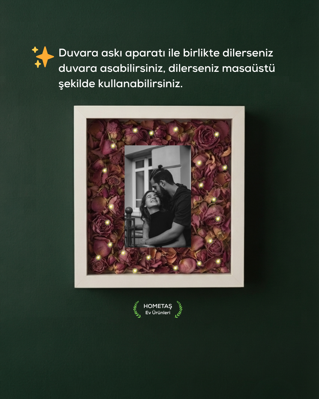 25X25 Fotoğraf Bölmeli Anı Çerçevesi Fotoğraf Hediyeli Beyaz