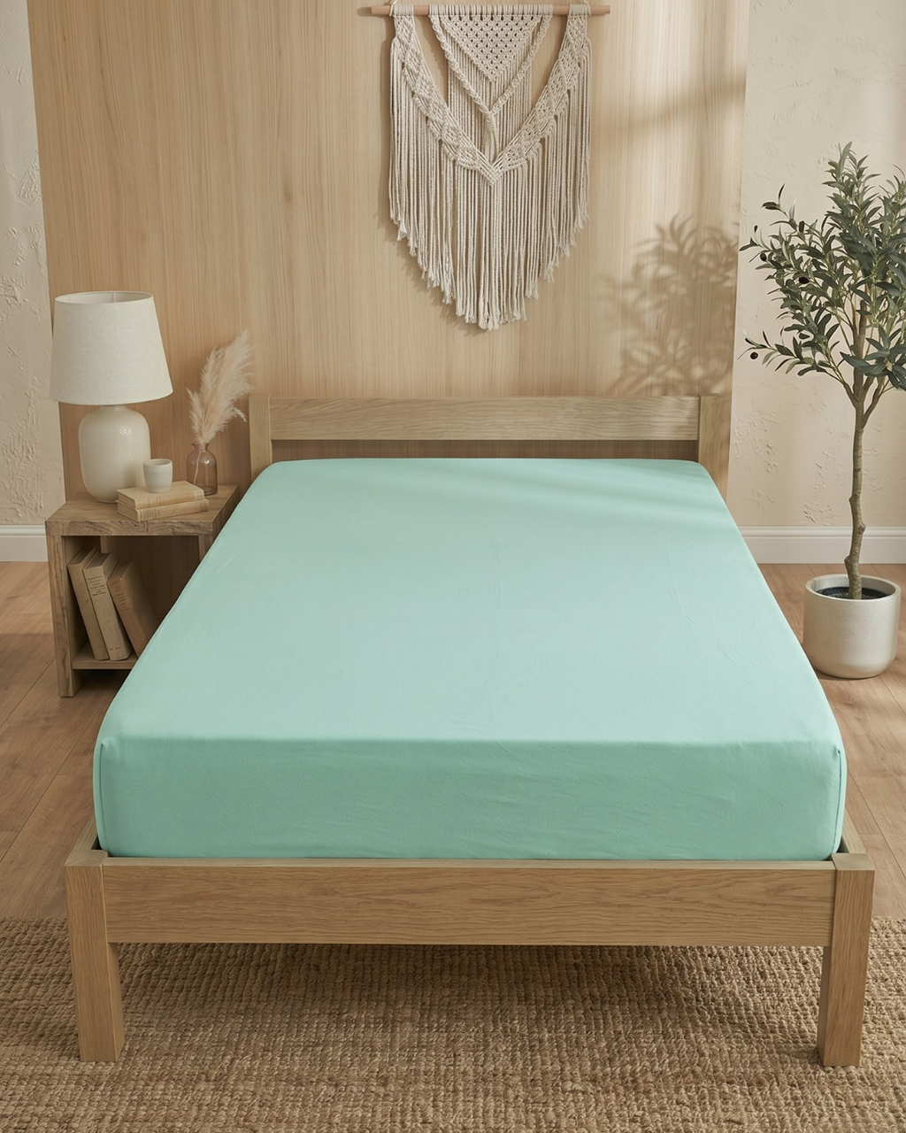 %100 Pamuklu Penye Lastikli Çarşaf Mint - Tek ve Çift Kişilik Yumuşak Dokulu Fitted