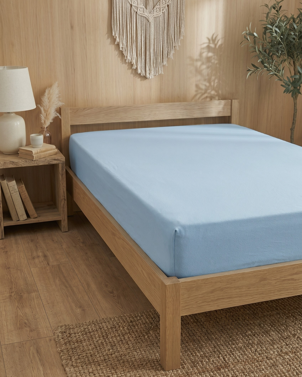 %100 Pamuklu Penye Lastikli Çarşaf Bebek Mavisi - Tek ve Çift Kişilik Yumuşak Dokulu Fitted