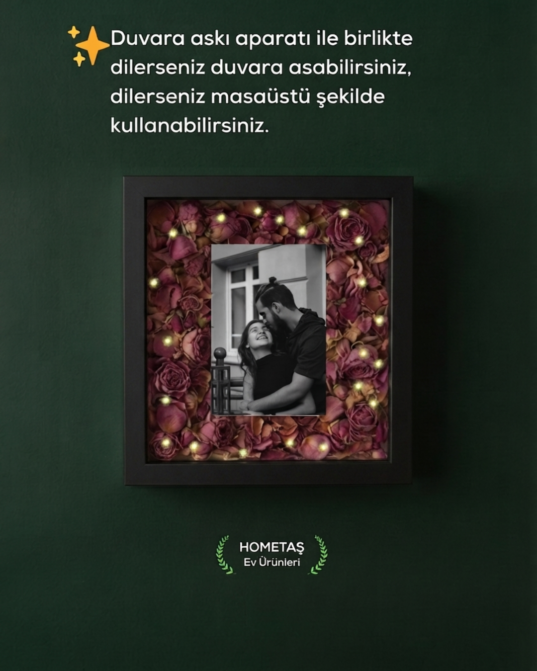 25X25 Fotoğraf Bölmeli Anı Çerçevesi Fotoğraf Hediyeli Siyah